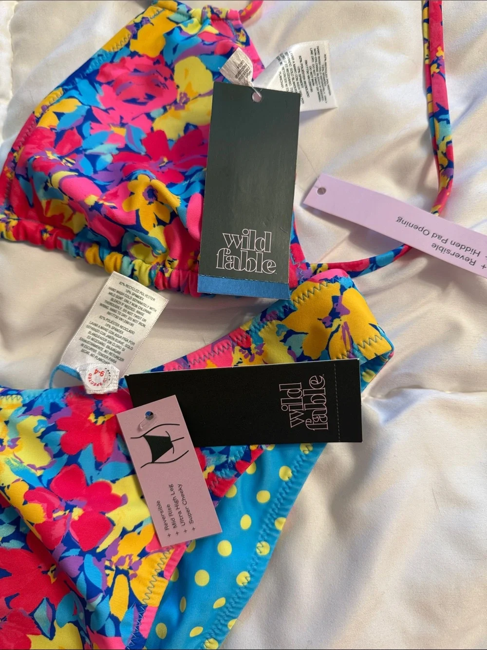 wild fable Floral Triangle Bikini - Pink, Yellow & Blue